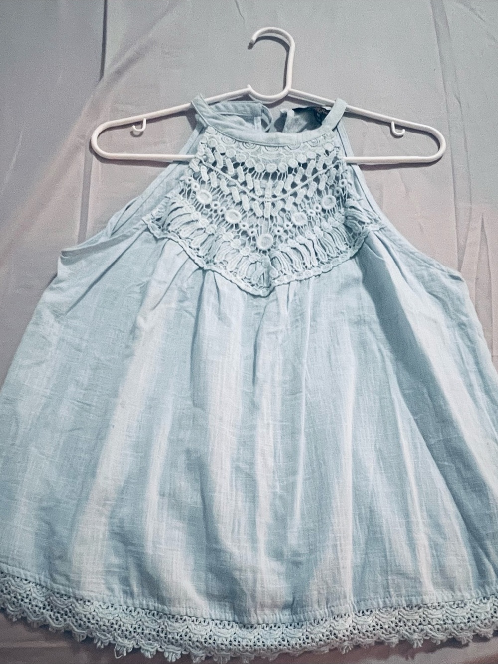 🩵 Light Blue Crochet Lace Boho Top 🩵